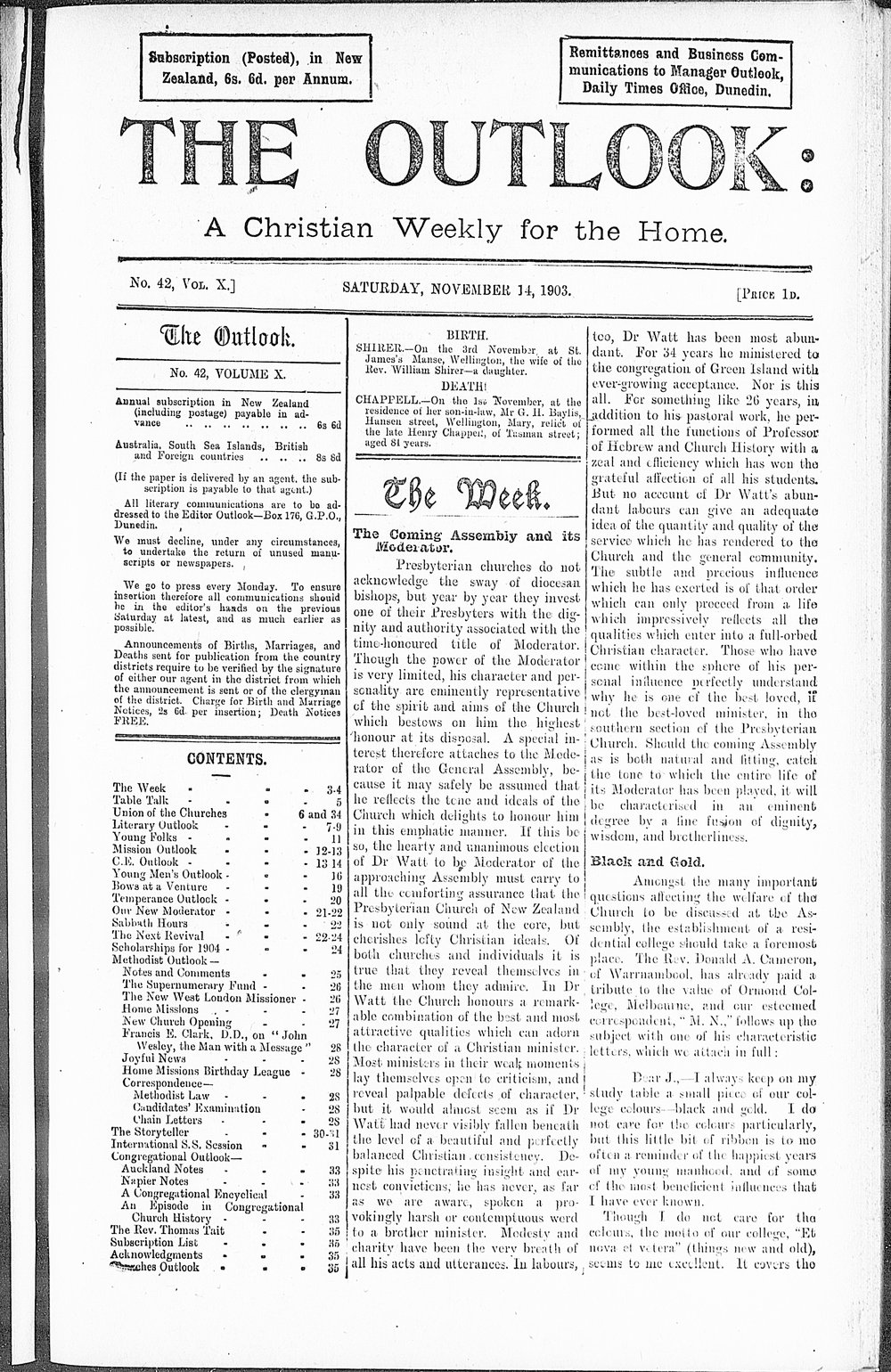 The Outlook: 14th November 1903