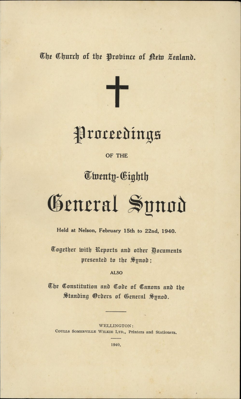 Proceedings of the General Synod: 28th General Synod, 1940
