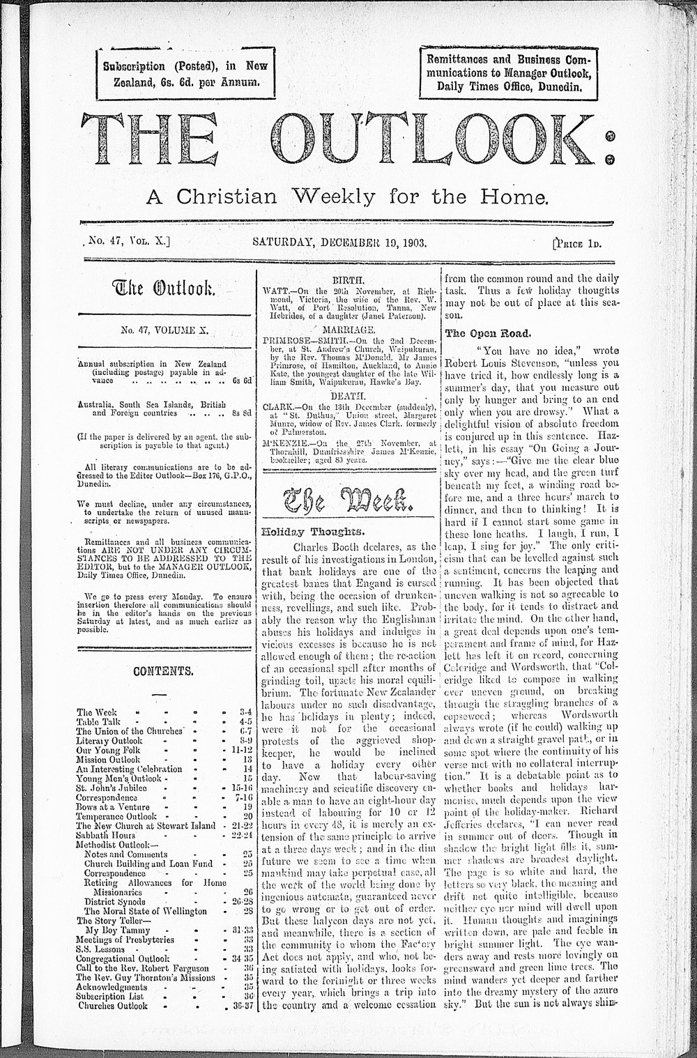 The Outlook: 19th December 1903