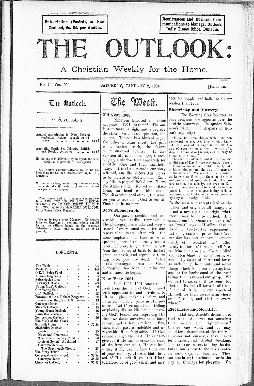 The Outlook: 2nd January 1904