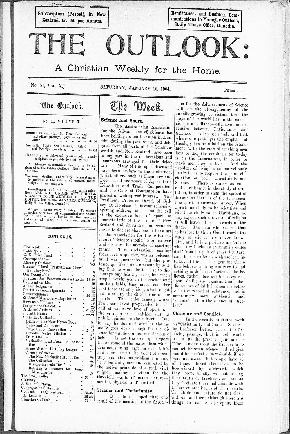The Outlook: 16th January 1904