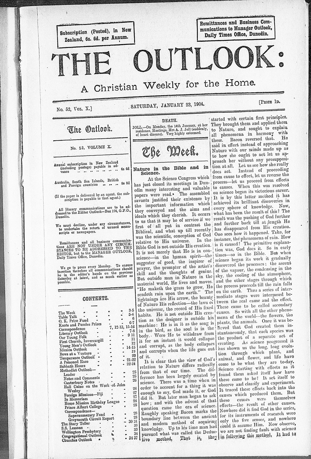The Outlook: 23rd January 1904
