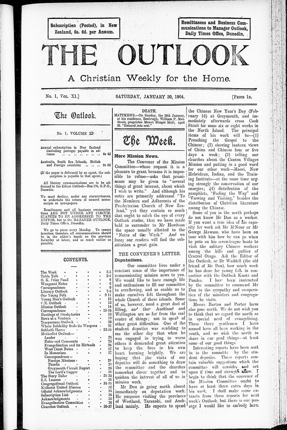 The Outlook: 30th January 1904
