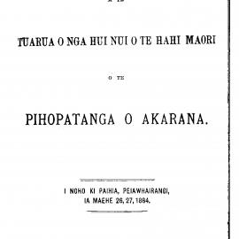 Pihopatanga O Akarana 1884
