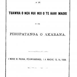 Pihopatanga o Akarana 1889