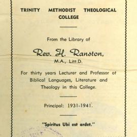 Rev. H. Ranston, M.A., Litt.D