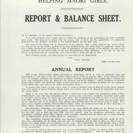 Queen Victoria Association Report  1943