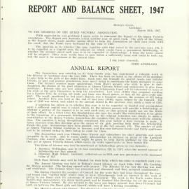 Queen Victoria Association Report 1947