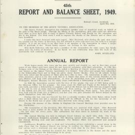 Queen Victoria Association Report 1949