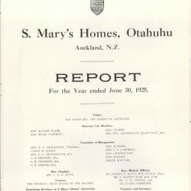 St. Mary's Homes Report 1924 - 1925