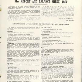 Queen Victoria Association Report 1955