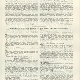 Queen Victoria Association Report 1957