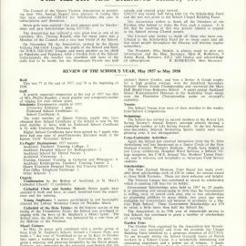 Queen Victoria Association Report 1958