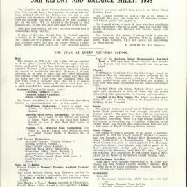 Queen Victoria Association Report 1959