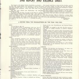 Queen Victoria Association Report 1963