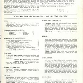 Queen Victoria Association Report 1969