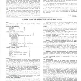 Queen Victoria Association Report 1973