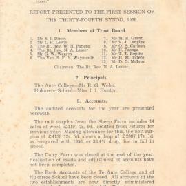 Te Aute Trust Board Annual Report 1958