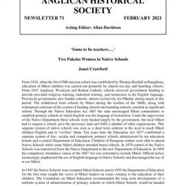 Anglican Historical Society February 2021 - Newsletter 71