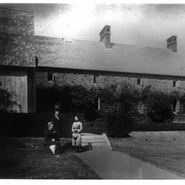 Unidentified group outside buliding