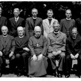 Bishop John Simkin Bishop of Auckland with unidentified group of clergy