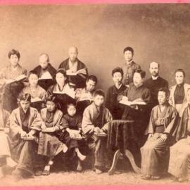 Miss Hunter-Brown and JK Mori, Principal of Gifu Blind School