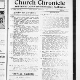 The Church Chronicle, Wellington: 1st November 1928