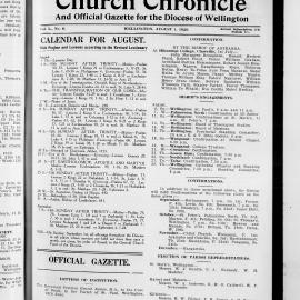 The Church Chronicle, Wellington: 1st August 1929