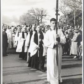 Procession at the laying of the foundation stone for Holy Trinity Cathedral, Auckland