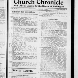 The Church Chronicle, Wellington: 1st November 1929