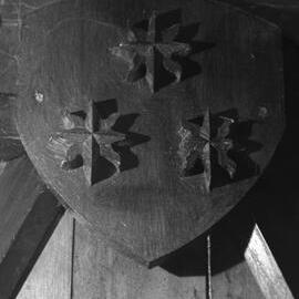 St John's College chapel interior insignia for Diocese of New Zealand and St John's College