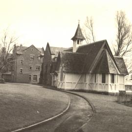 St John's College chapel from the east, showing the edge of the graveyard and pathway