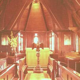 St John's College chapel interior at night