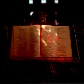 St. John's College chapel brass lecturn