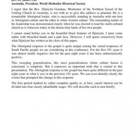 50e Aboriginal Response - Wesley Historical Society Proceedings