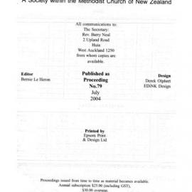 79 Journal 2004 - Wesley Historical Society Proceedings