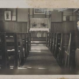 Hukarere School Chapel, interior view of altar and pews