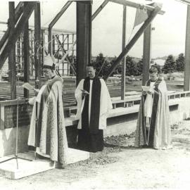 Bishop Simkin Laying the Foundation Stone of Holy Trinity Cathedral, Auckland, 1959