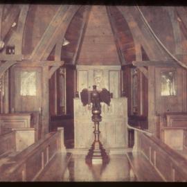 St John's College chapel interior with lecturn