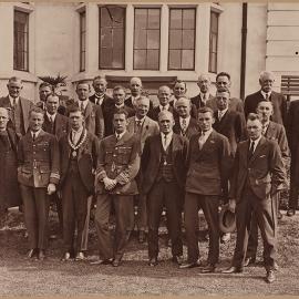 Bishop Cherrington, Army Chaplains, Mayor of Hamilton [?] at Bishopscourt [?] 