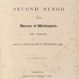 Diocese of Wellington Synod Proceedings 1860