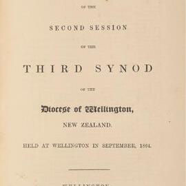 Diocese of Wellington Synod Proceedings 1864