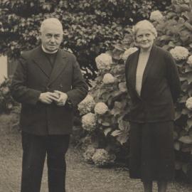 Bishop William John Simkin and wife Florence in a garden