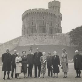 New Zealand contingent to the Lambeth Conference 1958, with Windsor Castle in the background