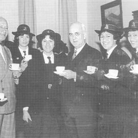 Hukarere School students at afternoon tea with visiting dignitaries, 