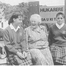 Four Hukarere students with a former student or staff member.