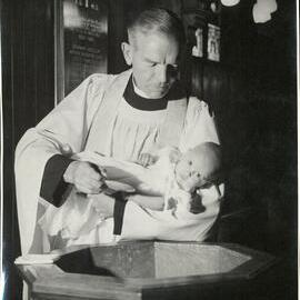 Baptism, Rev. J.H. Maunsell at St George’s church Frankton [Lindberg Photo prods] 3 prints