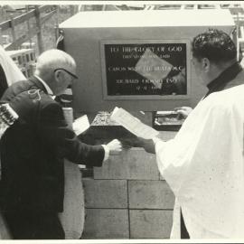‘Laying Foundation stone’ Waitomo Maori Pastorate House, Te Kuiti, 17 Dec. 1966, Revs. Te P.N. Panapa, R. Ormsby, Rev. Canon W.T. Huata