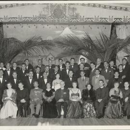 ‘Members of Maori Battalion presented to the Bishop of Waikato and Mrs Holland at Anglican Maori Festival ball at Ngaruawahia, August 1957