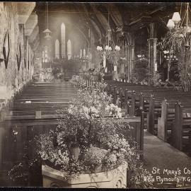 St Mary's New Plymouth interior of church showing floral displays